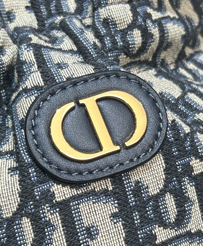 Christian Dior 30 Montaigne Mini Bucket Bag with Drawstring Dark Blue